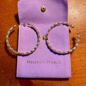 Elegant Melinda Maria Gold & CZ 2” Hoop Earrings, never worn!